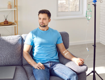 male having iv therapy