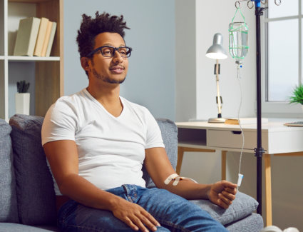 female having iv therapy